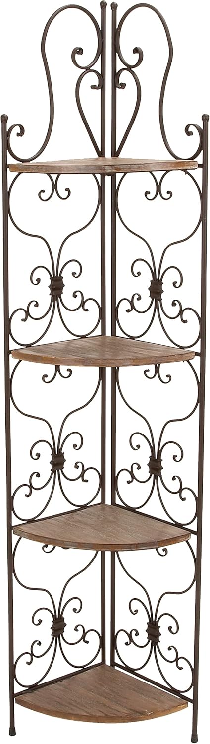Deco 79 69873 Metal Wood Corner Rack, 18 by 66-Inch , Brown