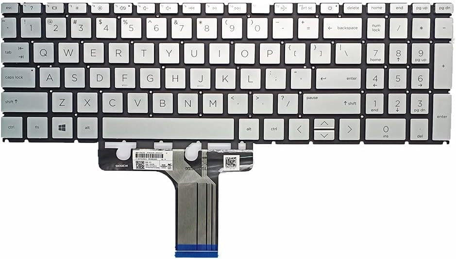 ZHAWULEEFB Replacement with New keyboar for HP 15-EG 15-eg0021nr 15-EH TPN-Q246 TPN-Q245 M08910-001 L99546-001 HPM19N83US6920 HPM19N8 Silver Keyboard Without Backlight Pack of 2