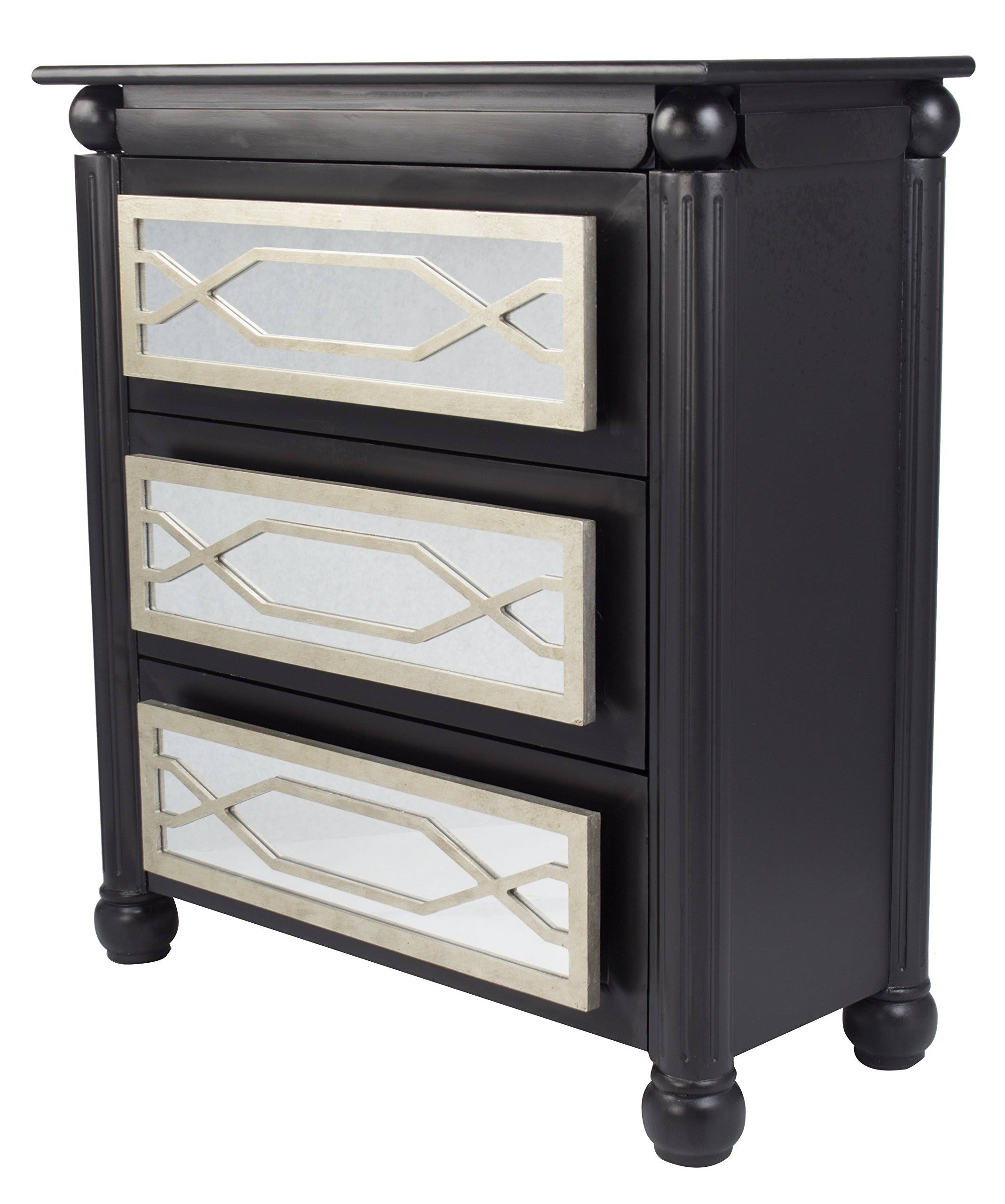 Heather Ann Creations Celeste Collection Trellis Design 3 Drawer Decorative Chest, Black