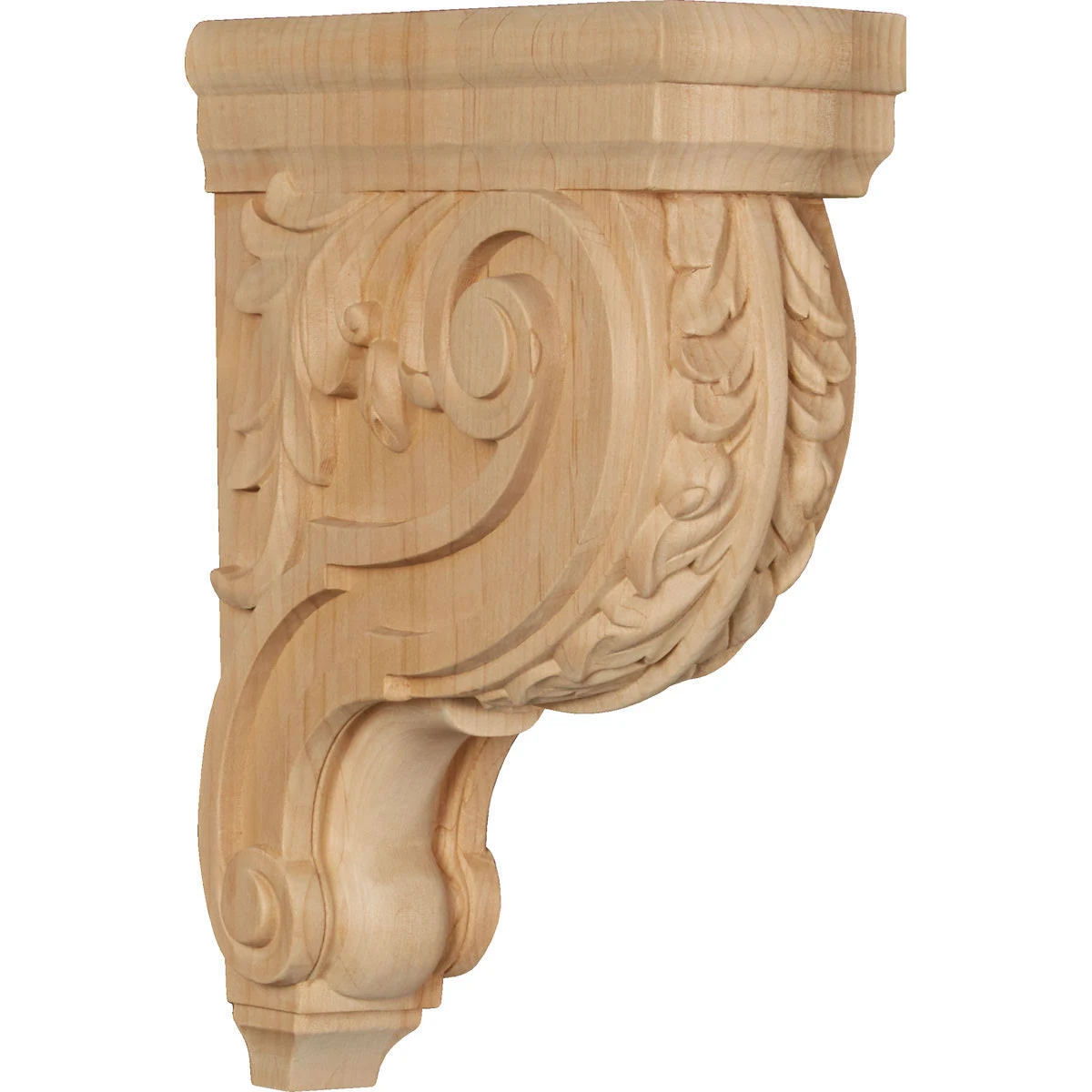 3 1/2x22W x 9x22D x 12x22H Medium Hudson Acanthus Wood Corbel, Rubberwood