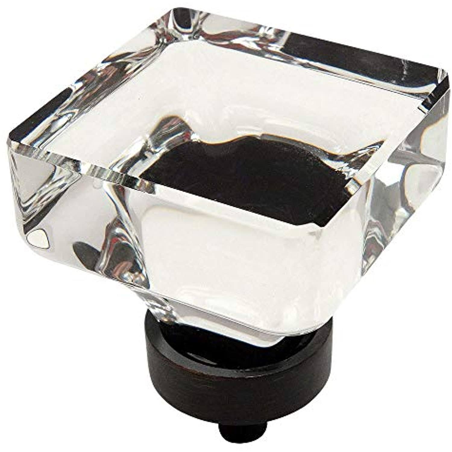 Cosmas 6377ORB-C Oil Rubbed Bronze Cabinet Hardware Square Knob with Clear Glass - 1-3/8x22 Square - 10 Pack