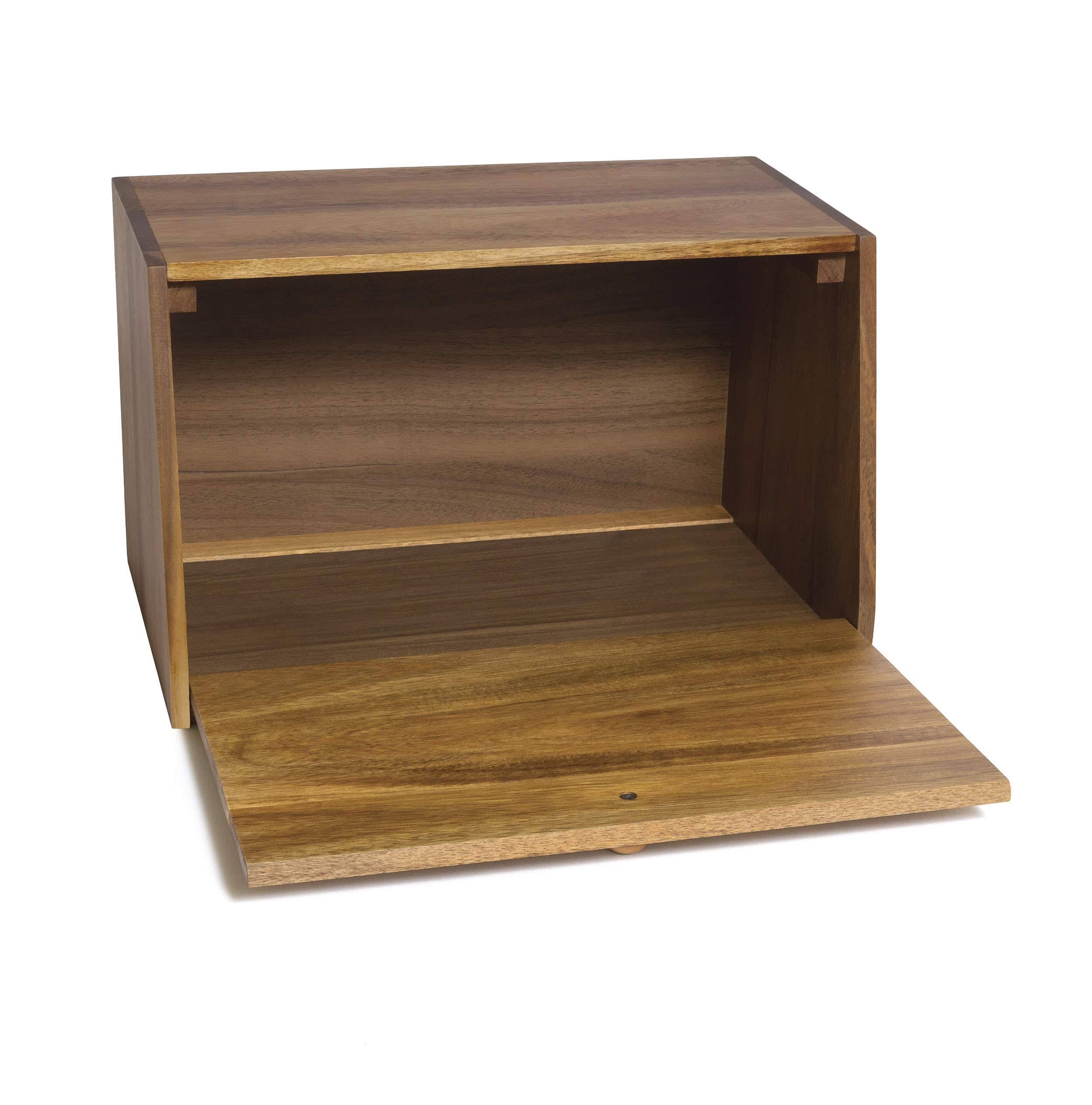 Lipper International Acacia Bread Box with Solid Door