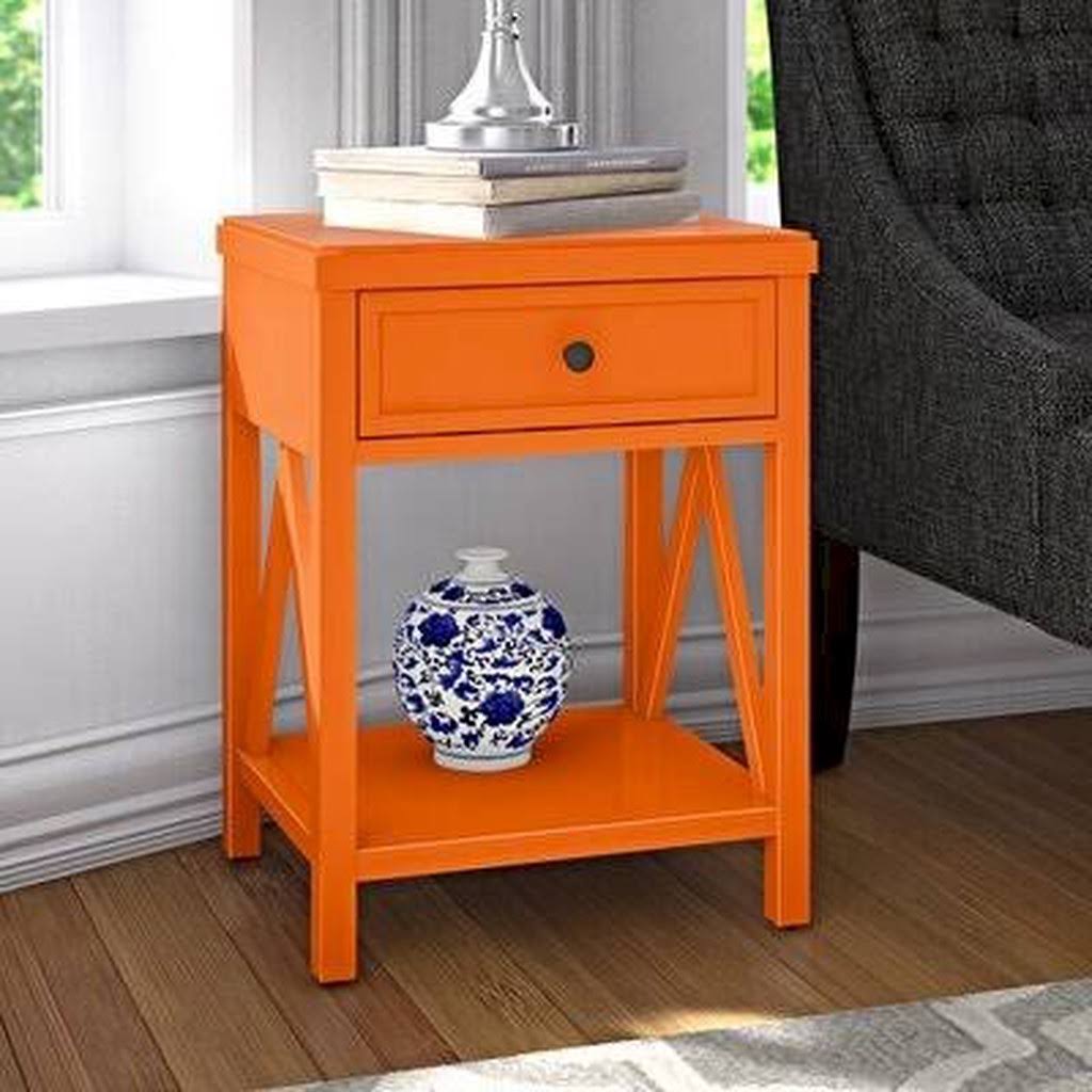 Andover Mills Nadeau Solid Wood End Table with Storage 2021 New Color: Burnt Orange - Black