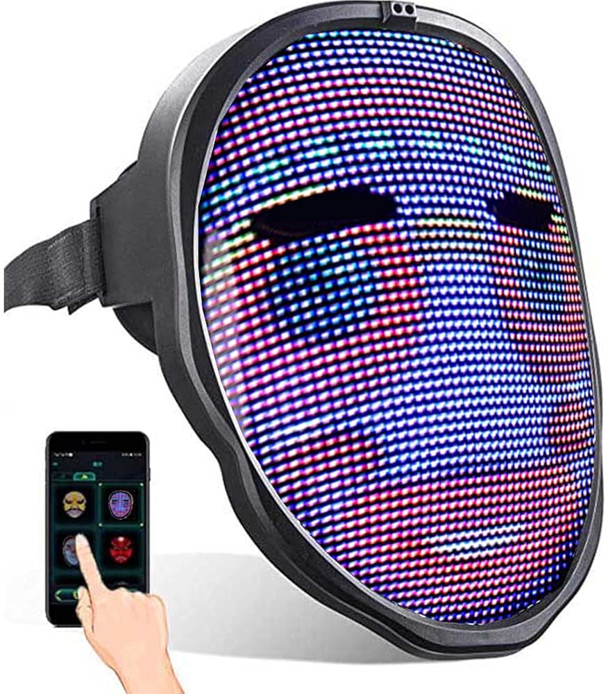 LED Mask with Programmable, Bluetooth Mask, Full Color LED Mask for Party Pack of 2