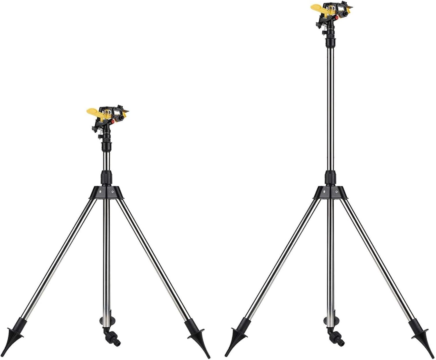 Stainless Steel Water Irrigation Tool - Lawn Impact Plastic Sprinkler on Tripod Base for Yard Pack of 2