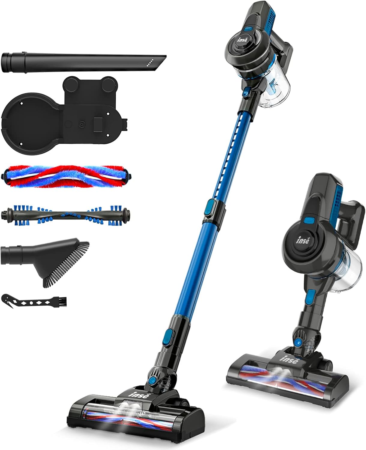 INSE Cordless Vacuum Cleaner, 12KPa Powerful Vacuum Cleaner with 160W Motor, 4-in-1 Cordless Stick Vacuum, Rechargeable Handheld Vacuum Cleaner for Home Hard Floor Carpet Pet Hair-N6S
