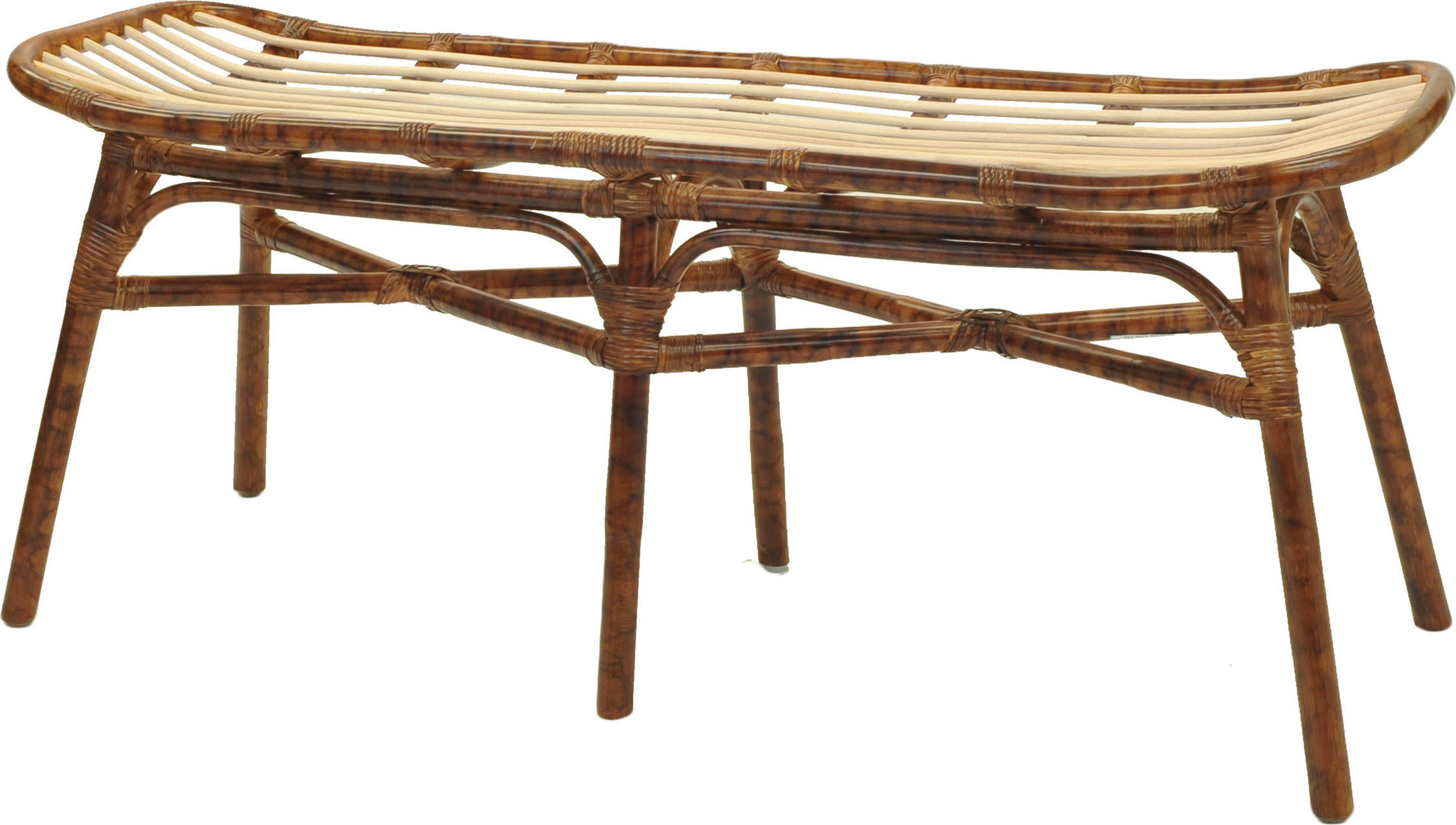 New Pacific Direct Beyla Rattan Bench, Marble Brown