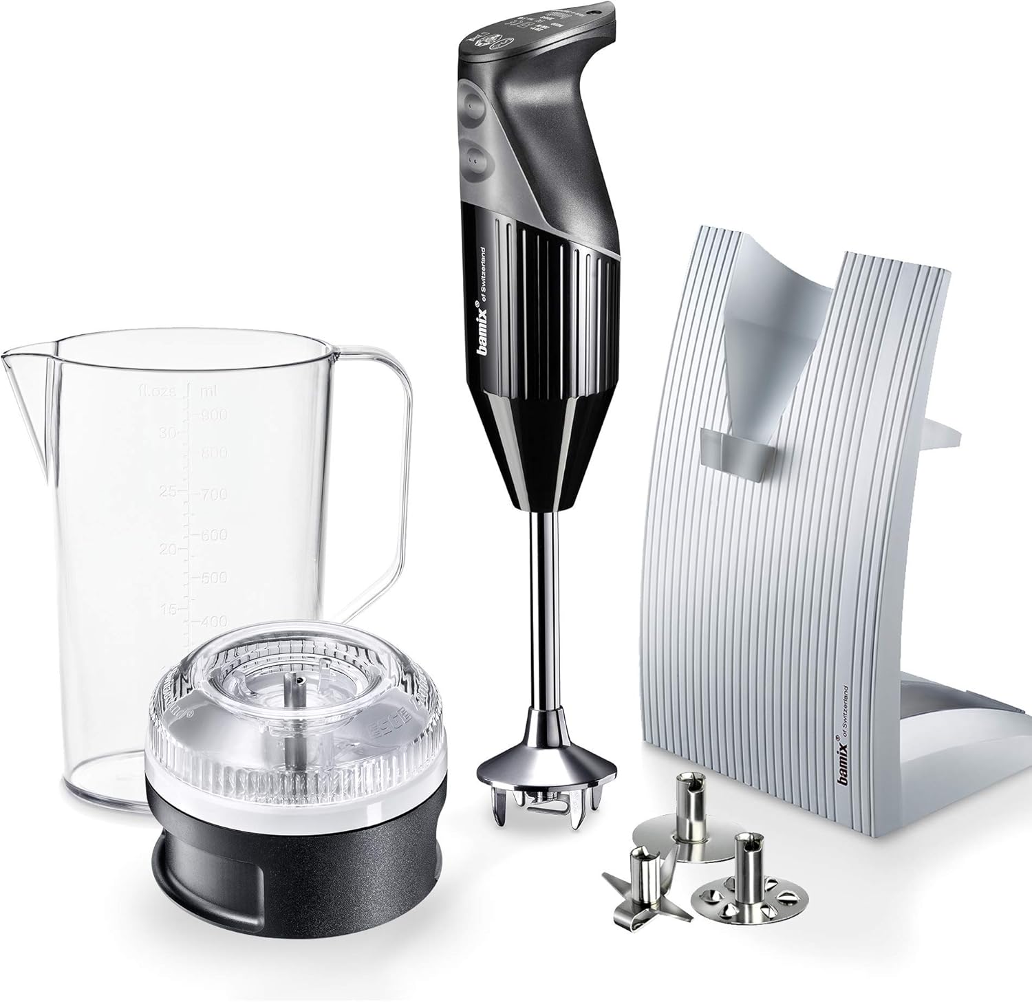 Bamix – M150 “SwissLine” Immersion Hand Blender – 150W, 120V, 60Hz – The Original Hand Mixer, Blender, and Food Processor All-In-One – Swiss-Made – Includes 3 Stainless Steel Blades – Black