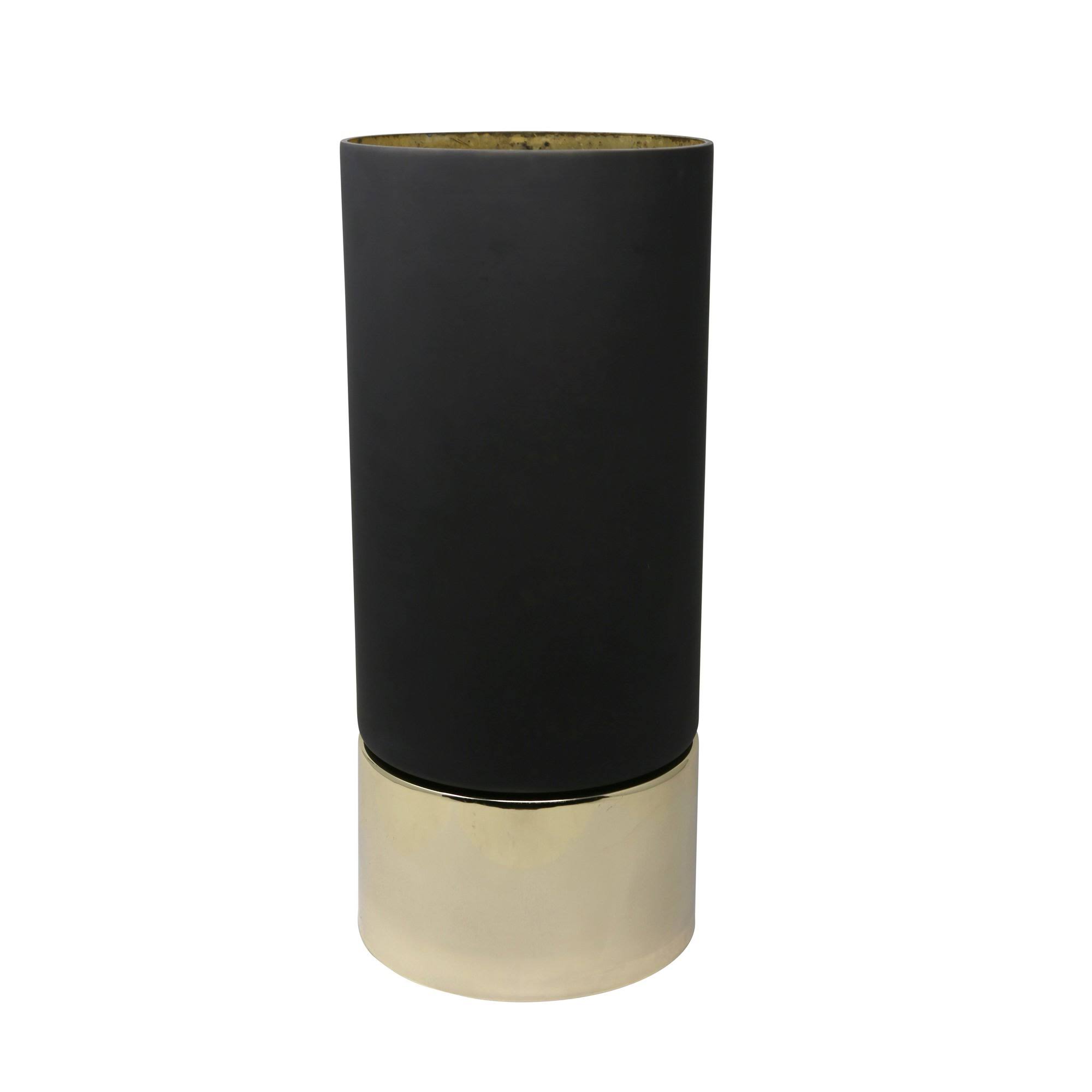 Sagebrook Home 18.75x22 Glass Hurricane w/ Metal Base, Black/Gold