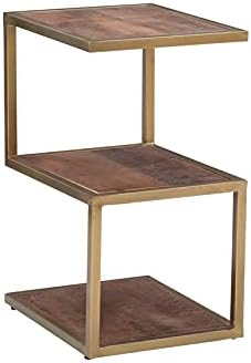 Powell Ellery Metal and Wood Accent Table in Gold