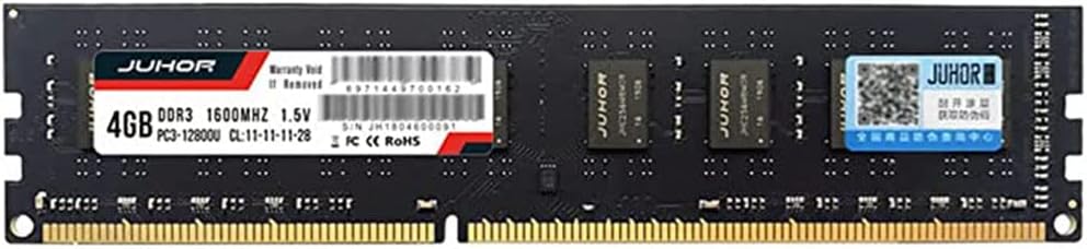 JUHOR Desktop Computer Memory DDR3 RAM 8GB 1600MHz (PC3 12800) 240-pin CL11 1.5V UDIMM Gaming Series Desktop Memory Module (Black) Pack of 2