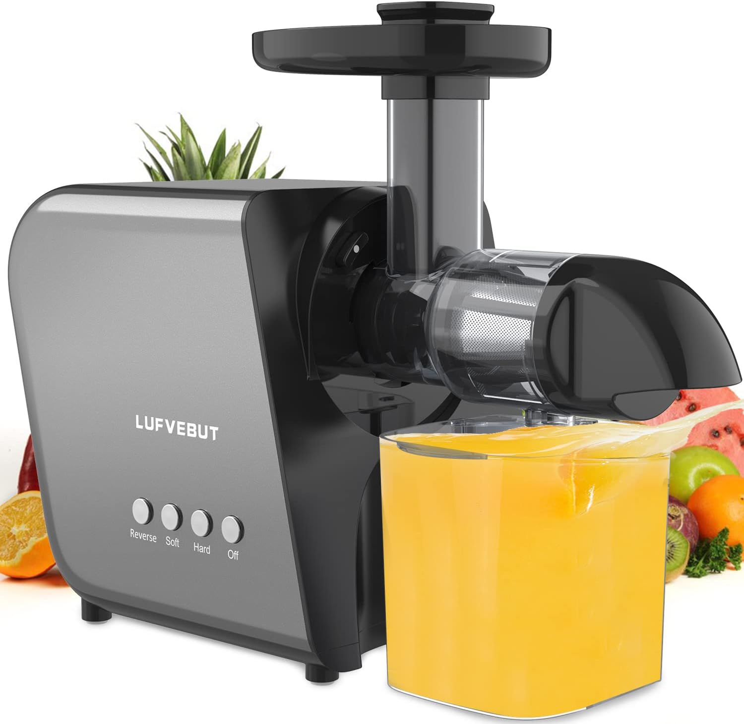 Compact Juicers, Slow Masticating Juicer Machines, Cold Press Juicer Extractor for Pomegranate Celery Orange Carrots Wheatgrass, Easy To Use & Clean, with Quiet Motor, Reverse Function, Cleaning Brush