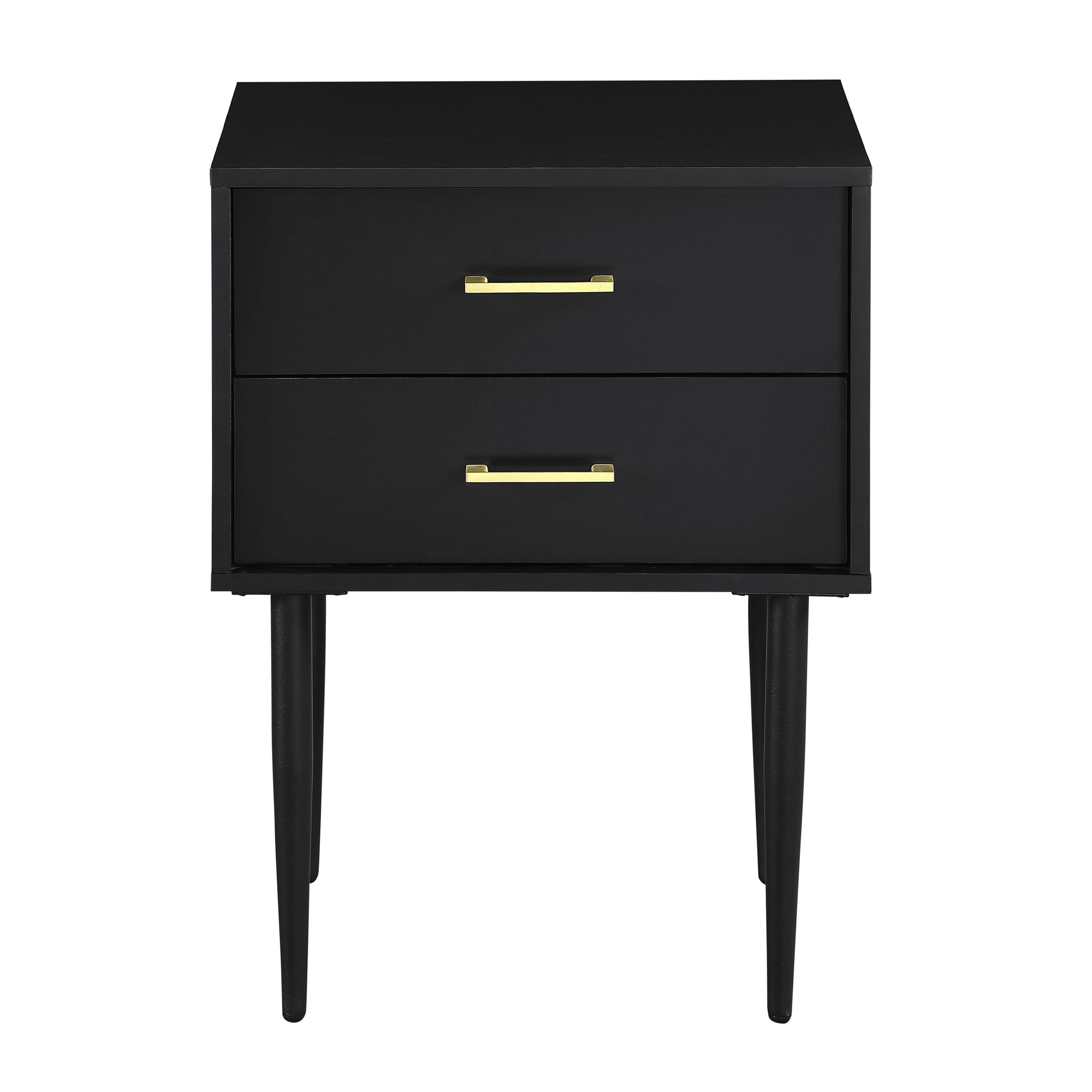 Walker Edison Olivia 2-Drawer Side Table, Black