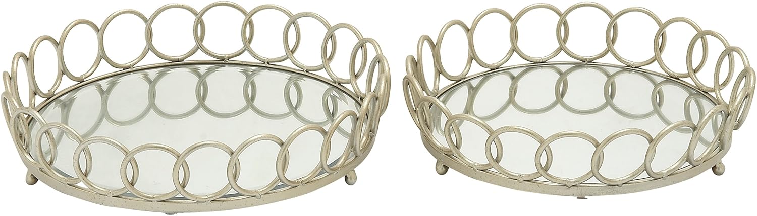 Deco 79 65386 Metal Glass Tray, 15