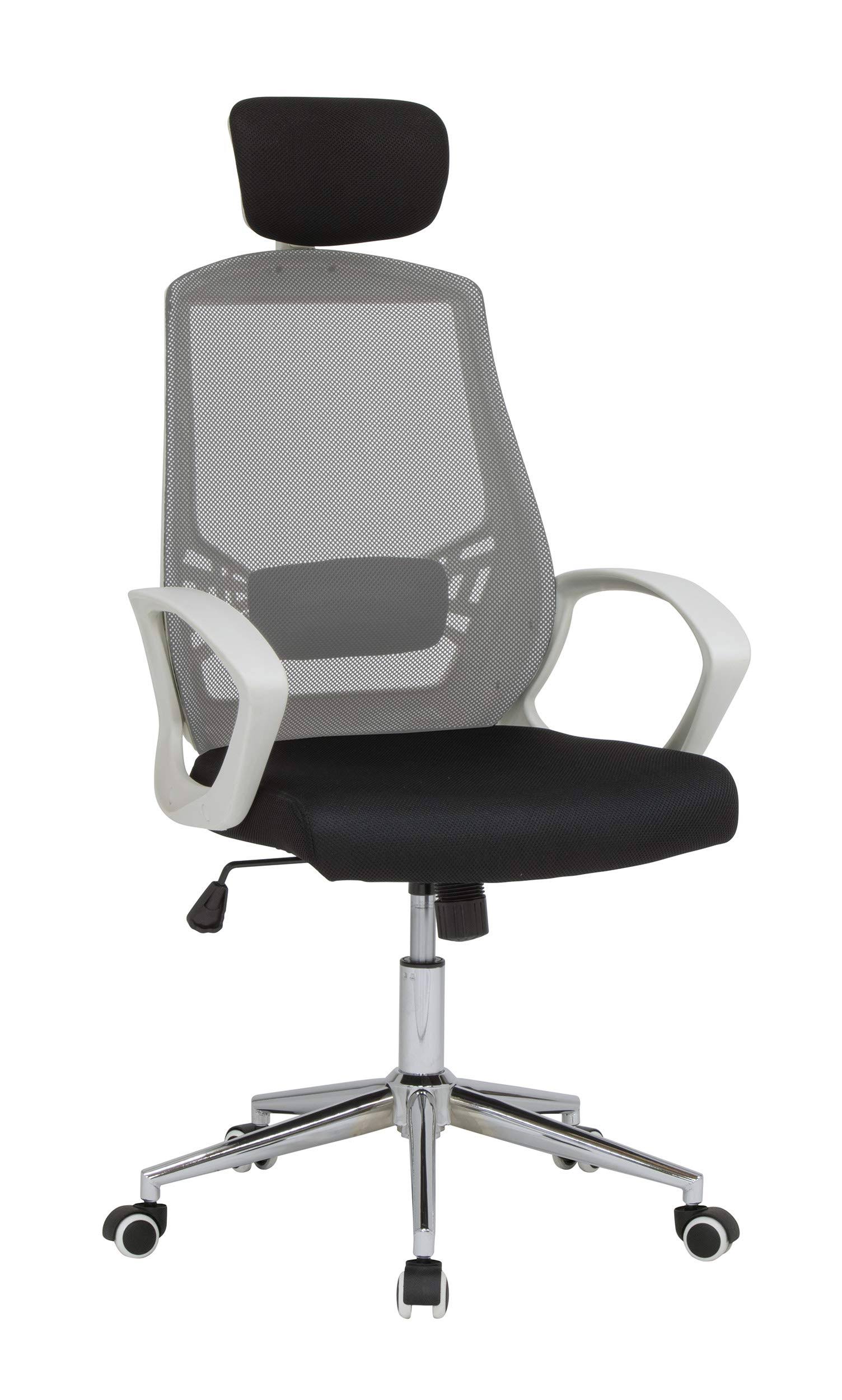 Calico Designs Modern Adjustable High BACK, Mesh, Executive Chair with Headrest and Lumbar Support - White, Black
