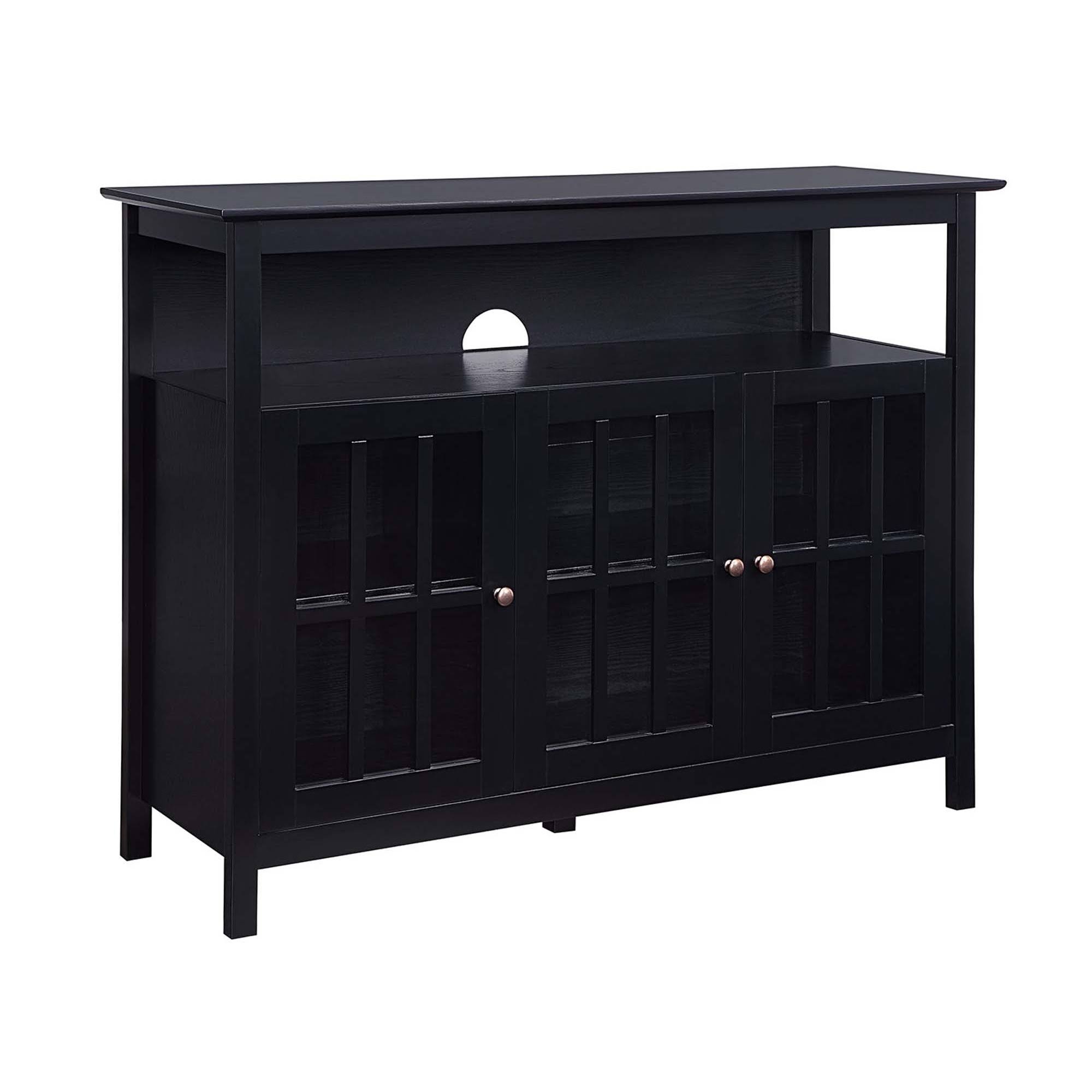 Convenience Concepts Big Sur Deluxe 48x22 TV Stand with Storage Cabinets and Shelf, Black