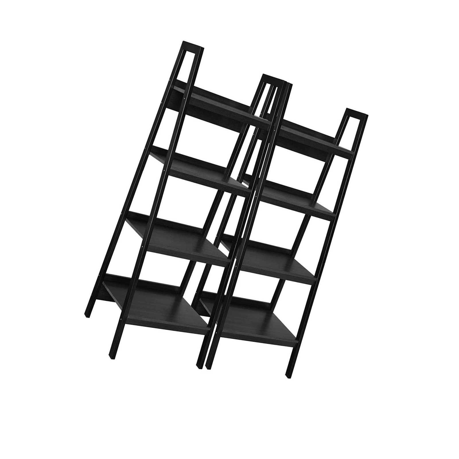 Ameriwood Home Lawrence 4 Shelf Ladder Bookcase Bundle, Black