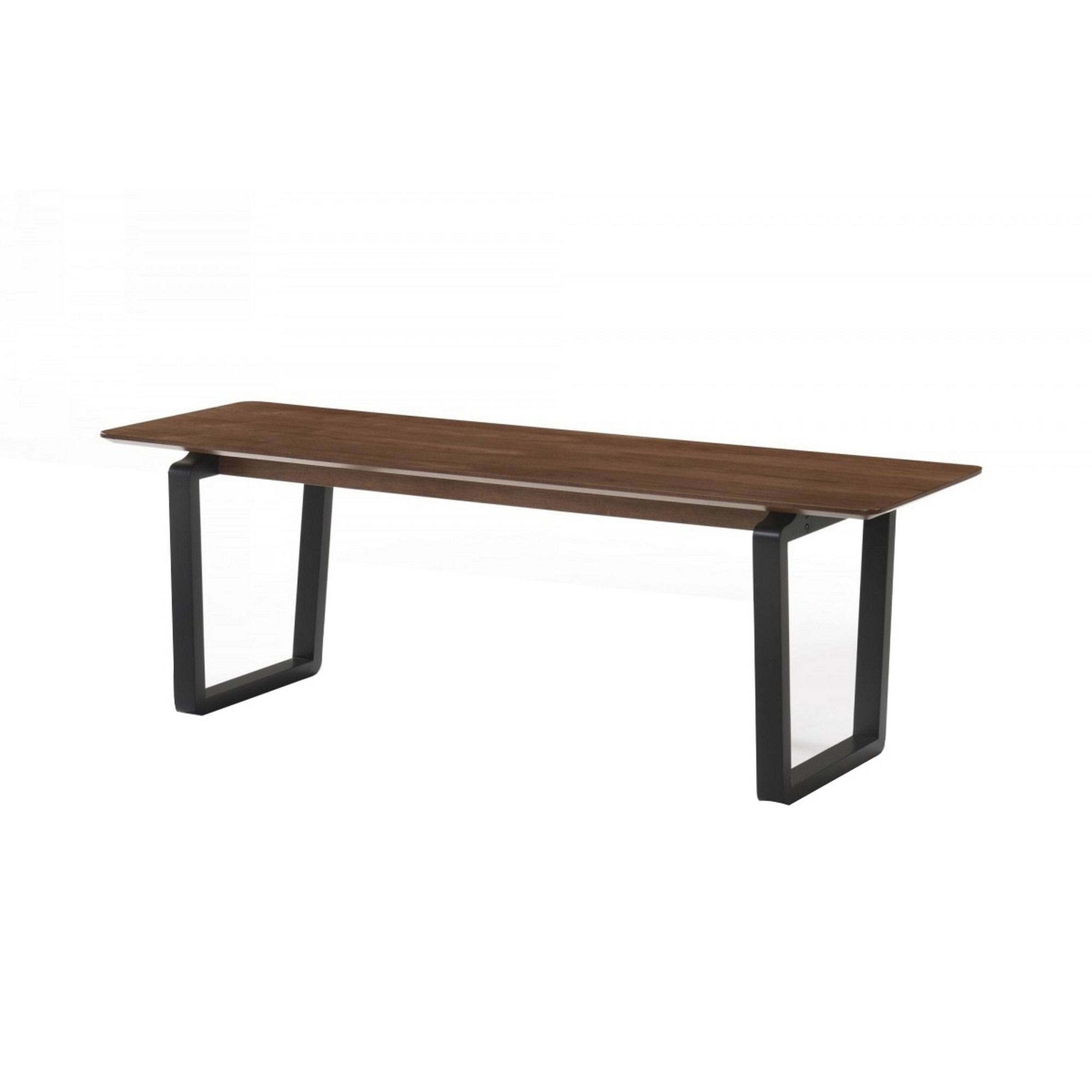 Benjara Bm221211 Contemporary Wooden Bench with Beveled Top and Sled Base, Brown and Black