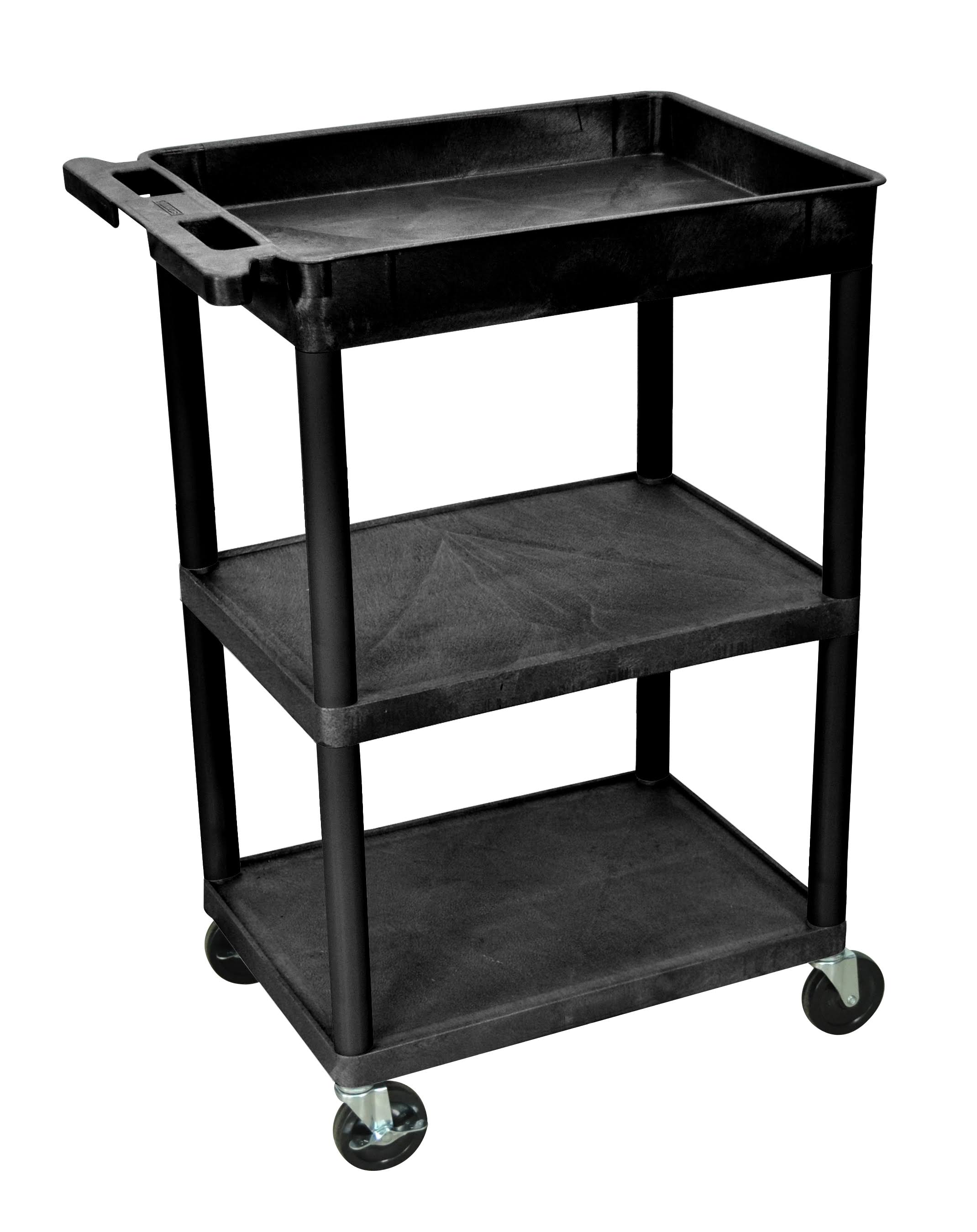 Luxor STC122-B 3 Shelf Black Tub Cart