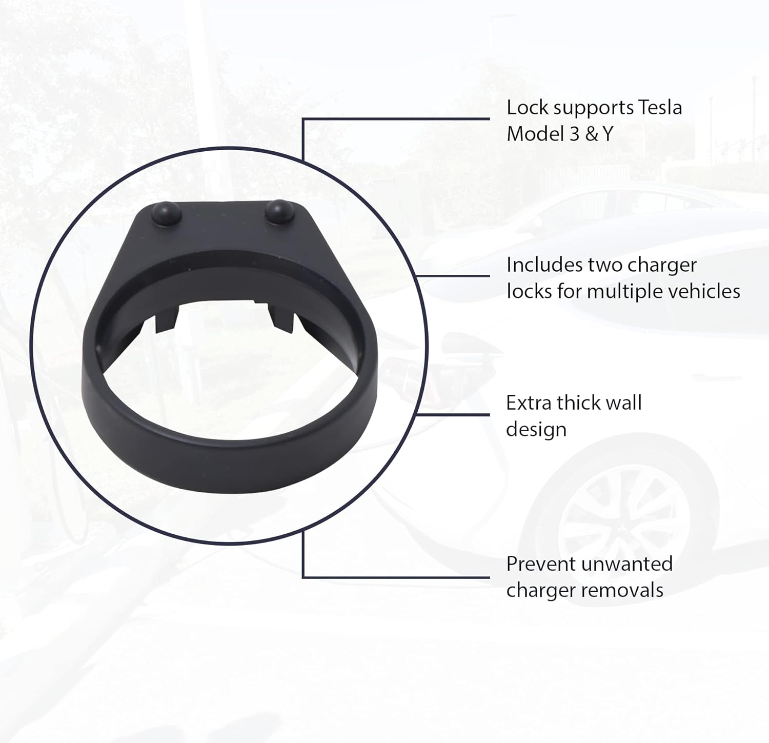 MELBLU Tesla Charger Lock for J1772 Adapter - Compatible with Tesla Model 3 and Y for Tesla to J1772 Adapter - Compatible with Non Flange Adapter - 2 Pack