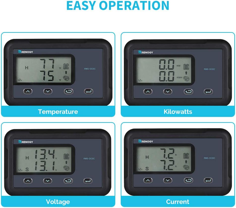 Renogy Monitoring Screen for 12V 30/50A DC MPPT on-board Battery Charger, Flush-mount with Backlit LCD, Real-time Tracking