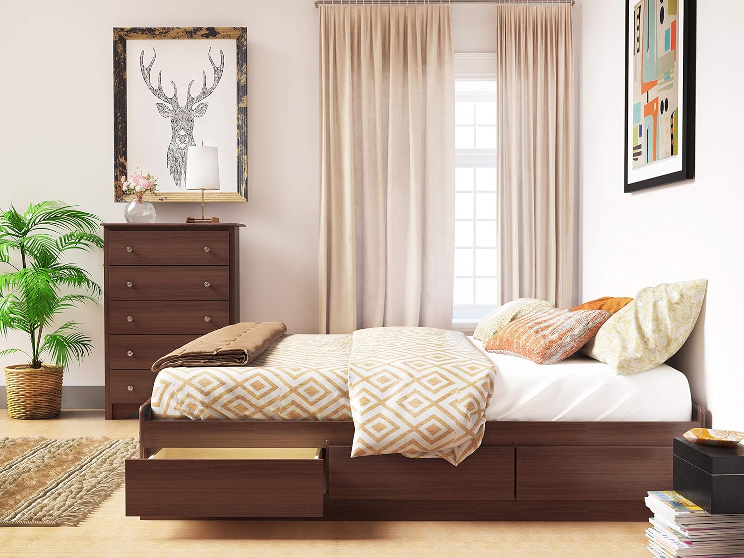 Prepac Mate's Platform Storage Bed with 6 Drawers, King, Black