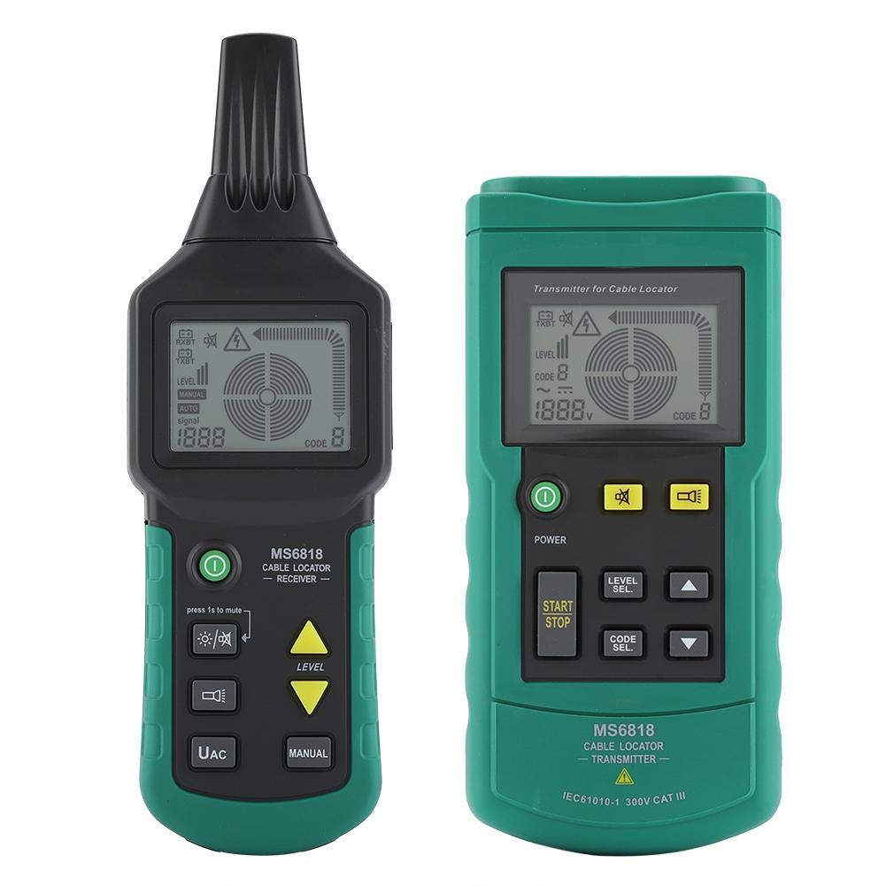 Walfront Cable Locator, MS6818 12V-400V AC/DC Underground Wire Cable Locator Metal Pipe Detector Tester Line Tracker Cable Location Device Easily Cable Finder