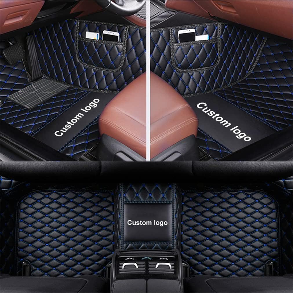 Yajomi Custom Car Floor Mat Cover The Door Sills for 95% of SUV Truck Sedan Coupe, PU Leather Automotive Floor Liners All Weather Floor Carpet Threshold Protection with Personal Design (Black & Red)