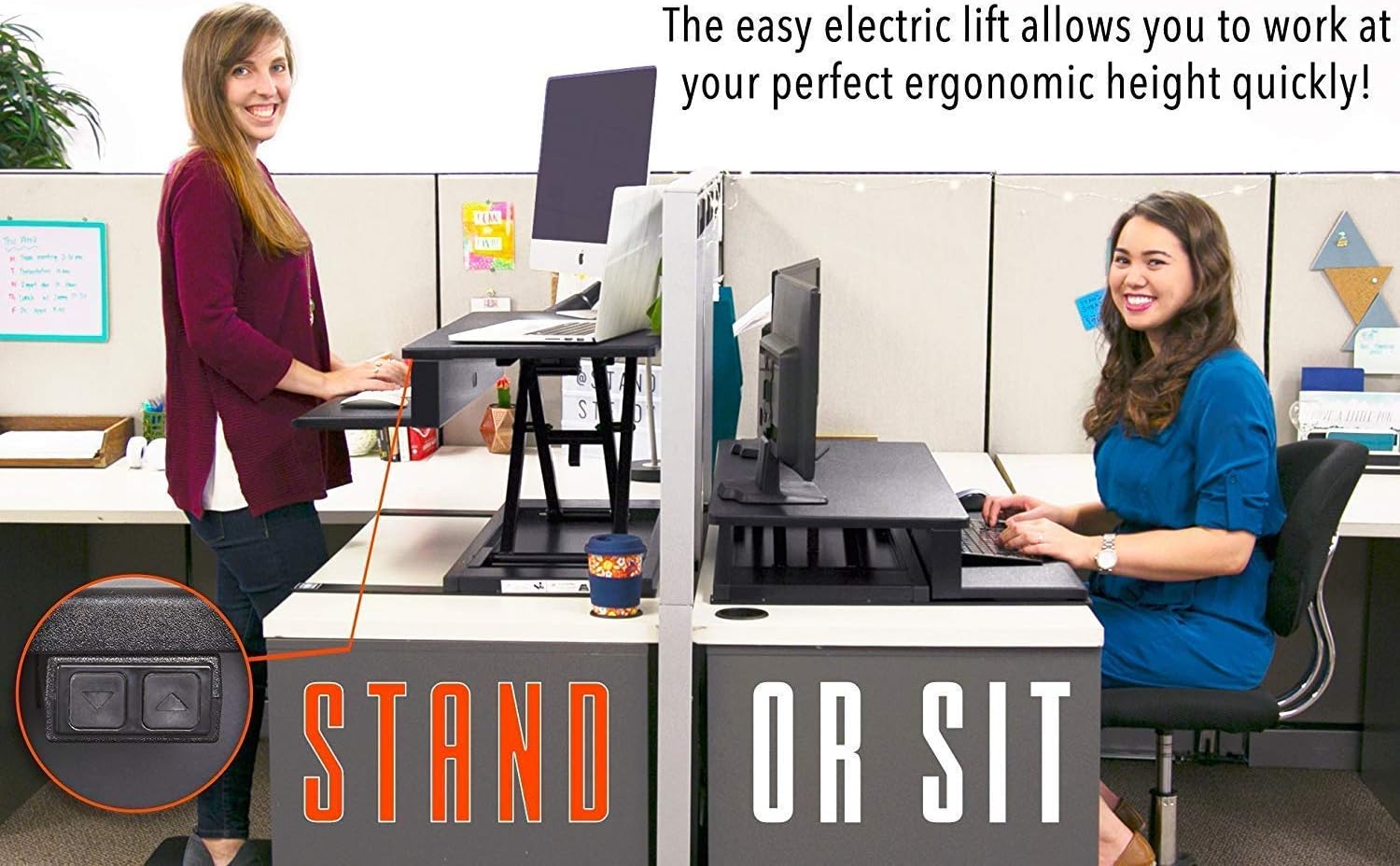 Flexpro Power 40 Inch Electric Standing Desk | Electric Height-Adjustable Stand up Desk | by Award Winning Stand Steady! Holds 2 Monitors + Laptop! | Easy Quiet Adjustments! (Black) (40
