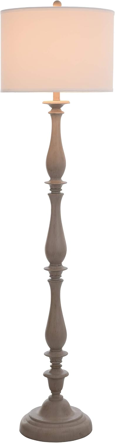 Collective Design L71520BDSAM Charlton, Distressed Gray Finish, Taupe Hardback Silk Shade Floor Lamp