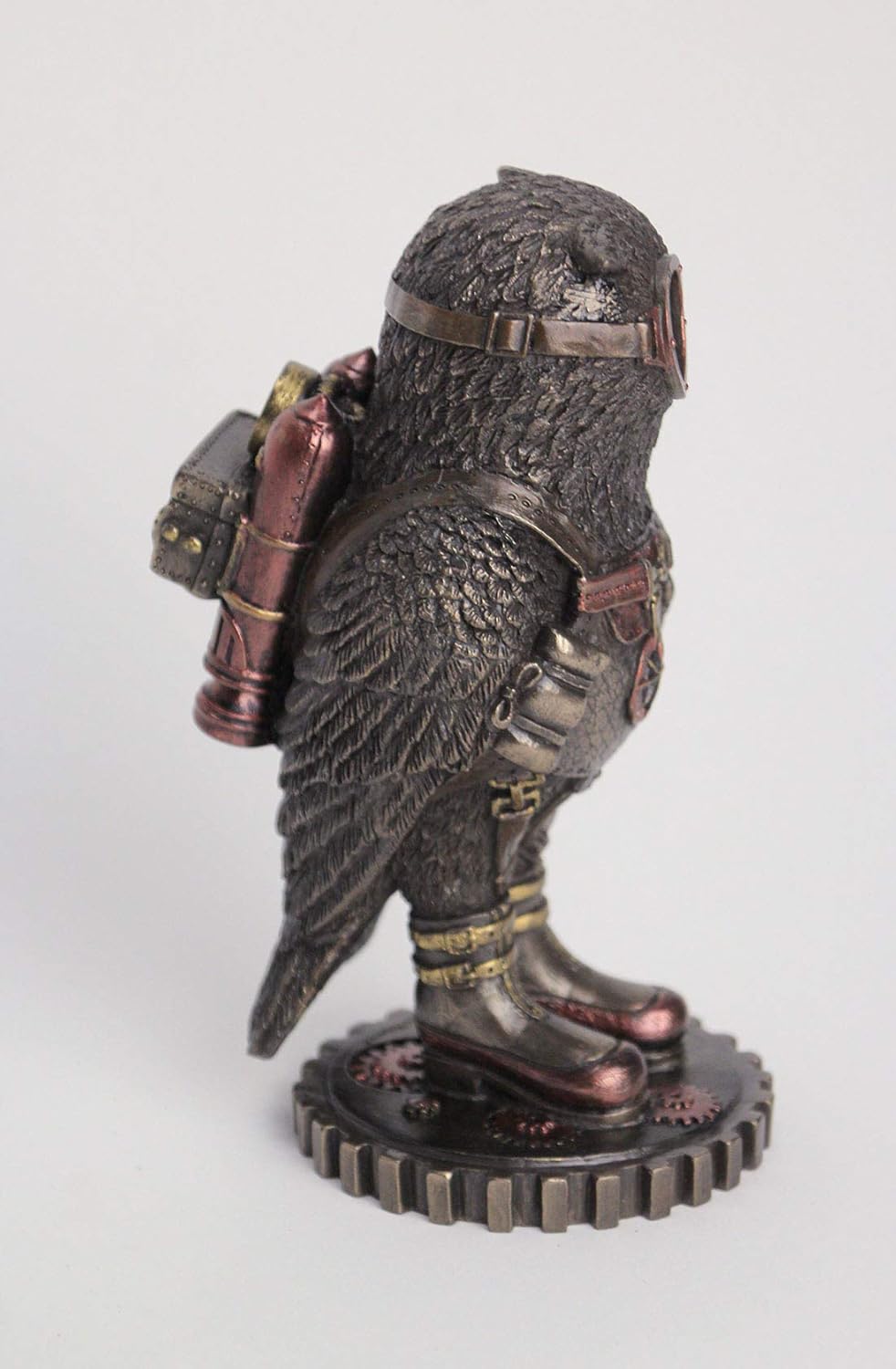 wu Steampunk Owl with Jetpack Statue Sculpture on Gears