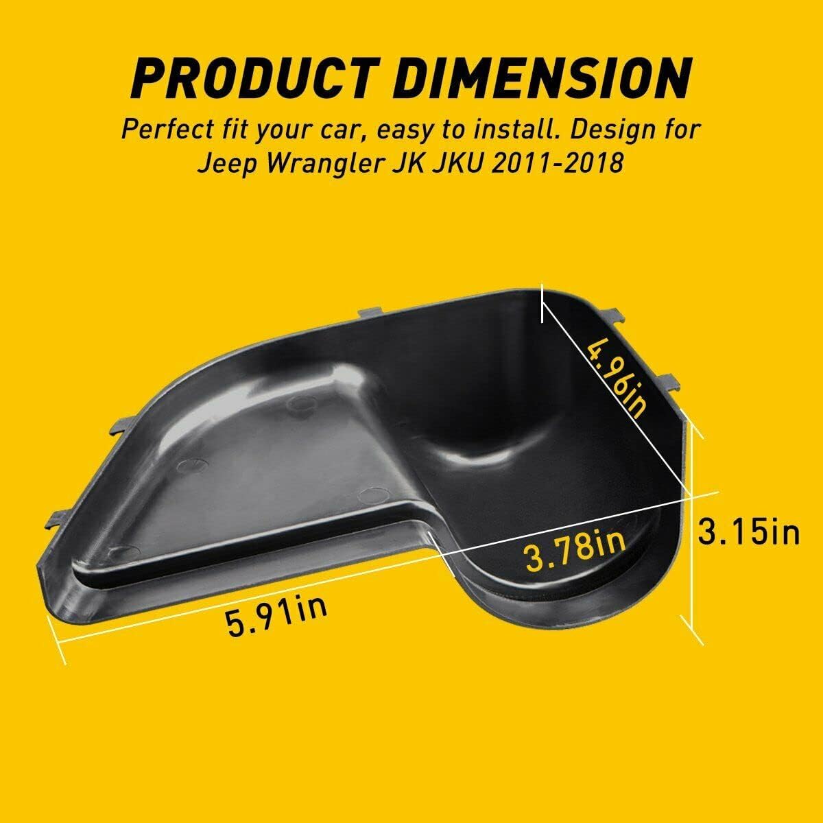 VICTOCAR 2 Pcs Front Door Storage Pockets, Door Side Insert Organizer Box for 2011-2018 Jeep Wrangler JK JKU 2/4 Door, Interior Storage Expansion Accessories, Black Pack of 2