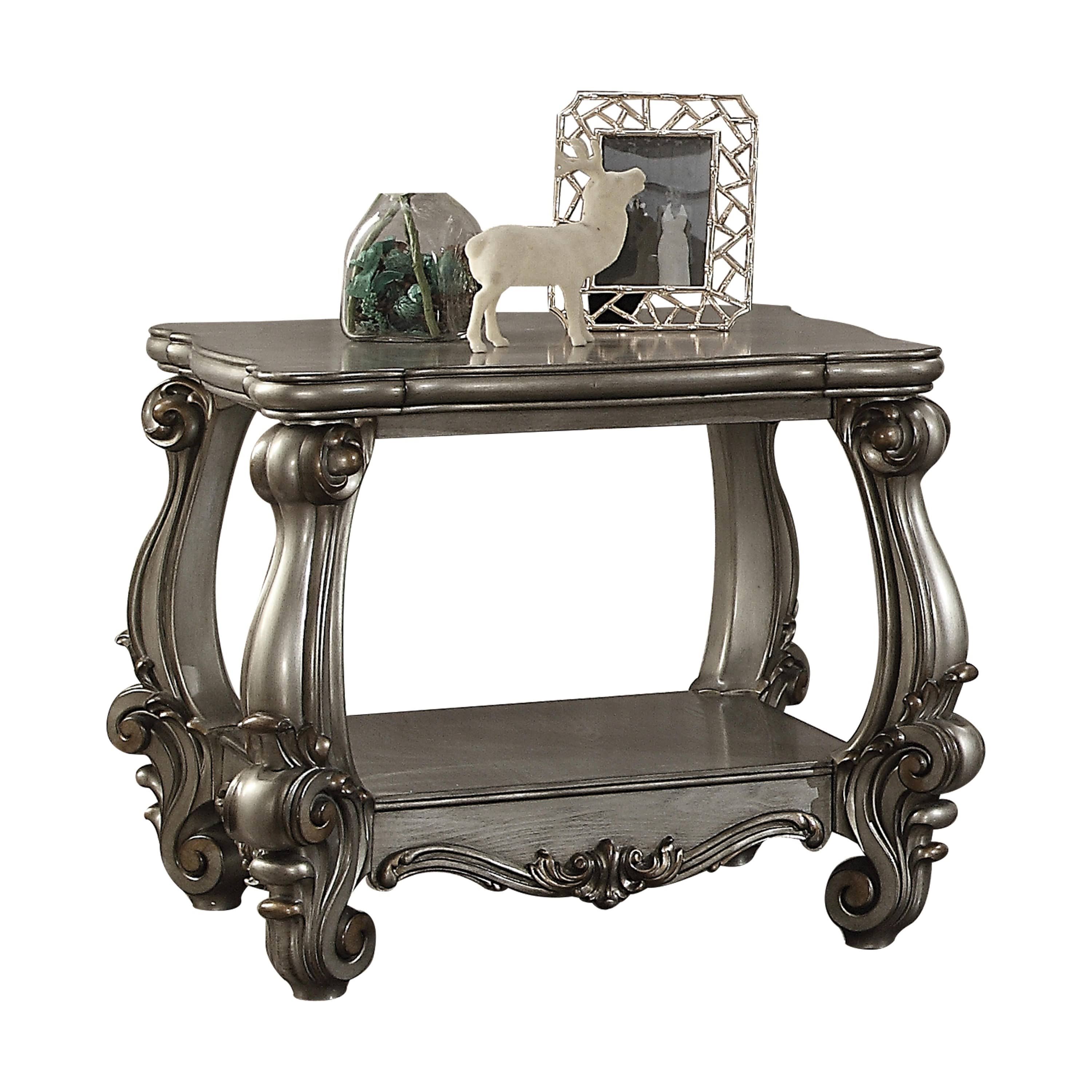 Acme Versailles End Table Antique Platinum