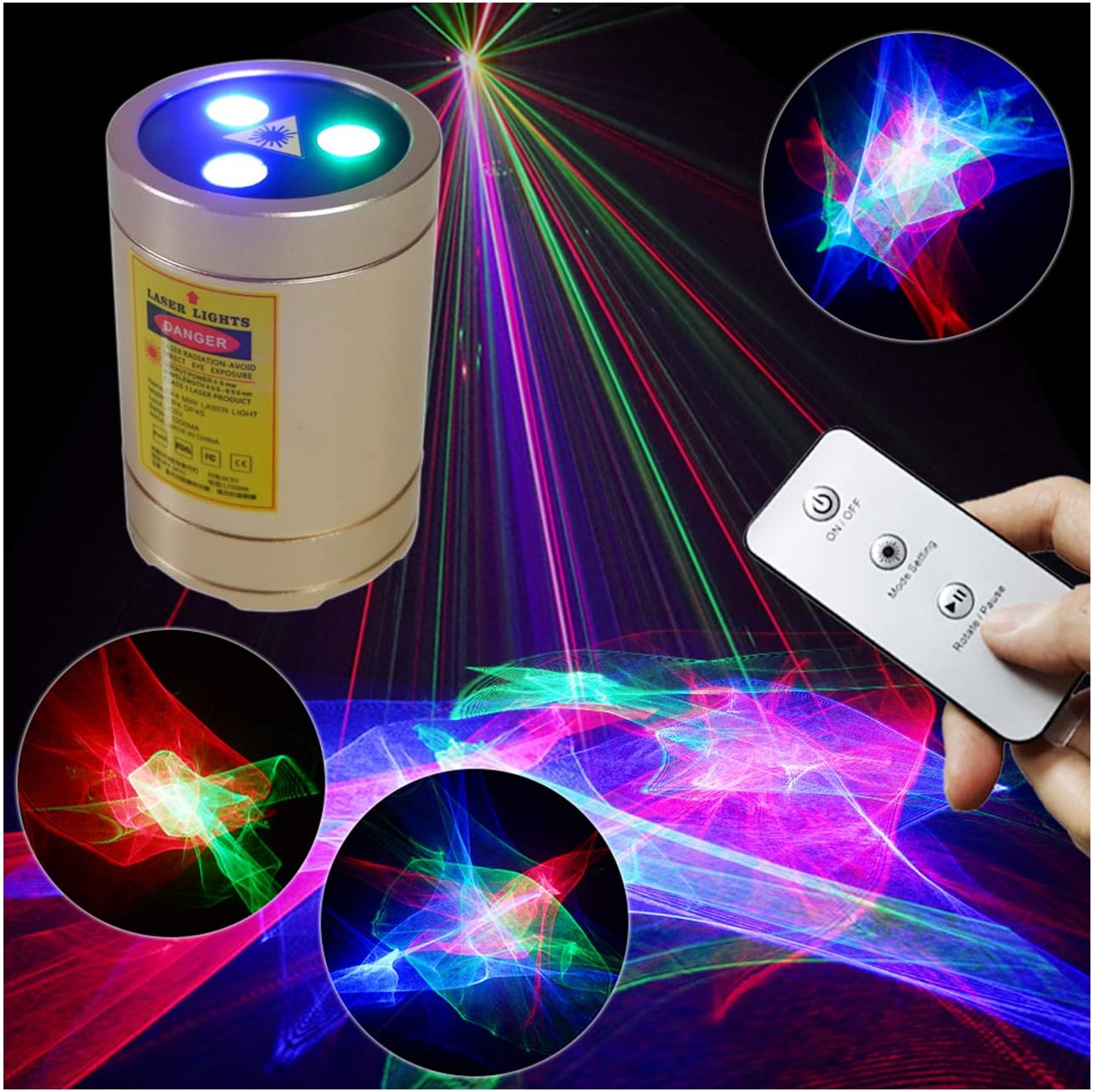 Chims DJ Lights, Remote Control Mini Party Lights RGB Aurora Lighting Projector Party Light Show Portable Music Activated Lights for Christmas Halloween Xmas Party Stage DJ Dance Garden Holiday