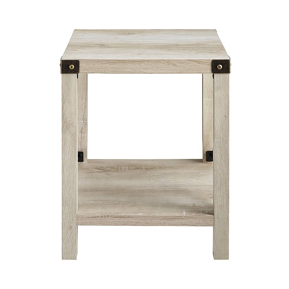 Walker Edison - Farmhouse Metal Accent Side Table - White Oak