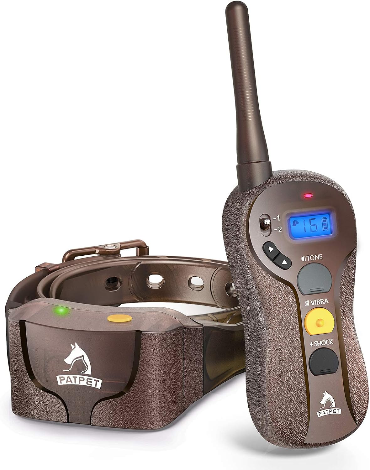 PATPET Dog Training Collar Rechargeable Dog Shock Collar with Beep, Vibration and Shock Training Modes, Adjustable Shock Levels Pack of 2