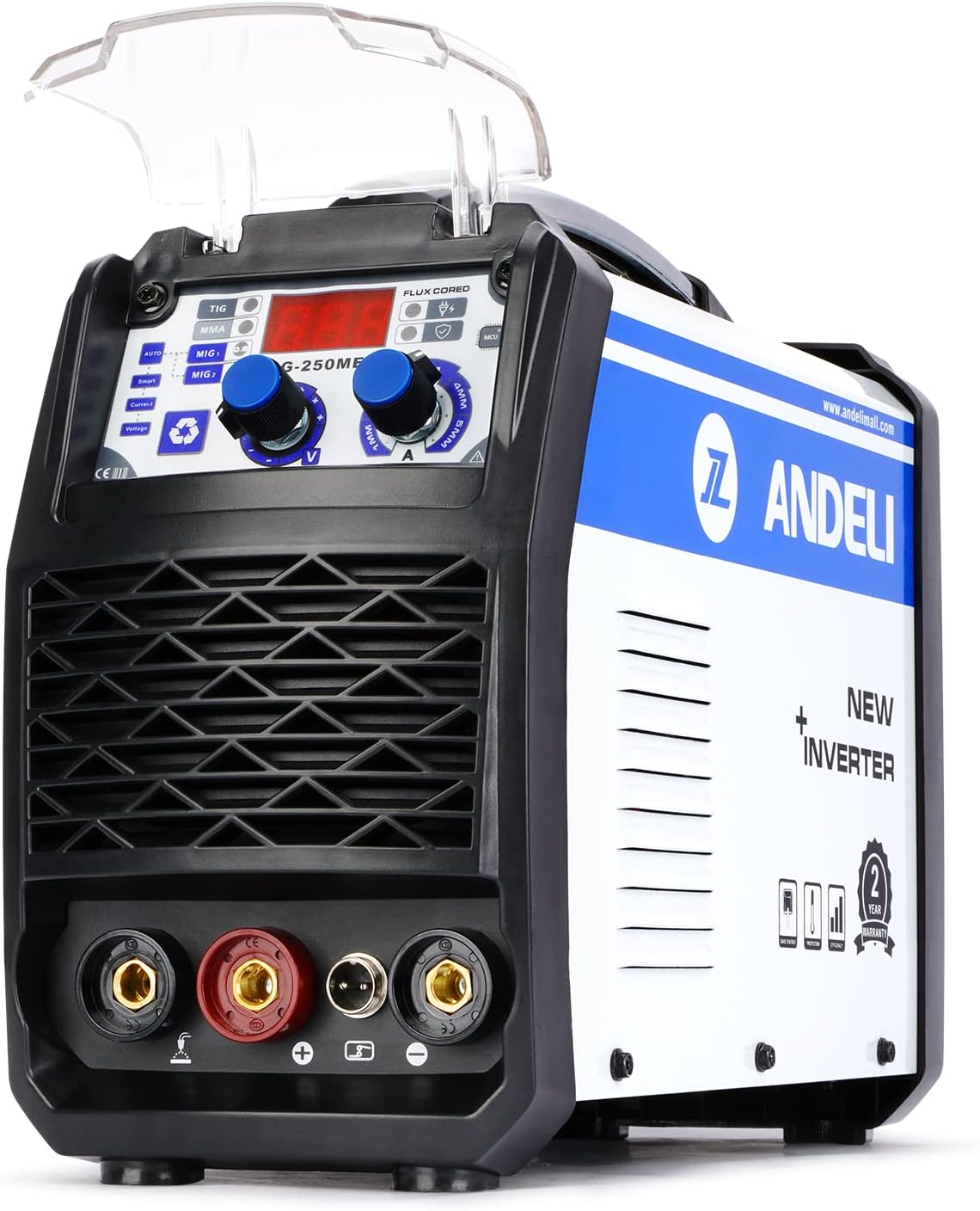 ANDELI MIG Welder 120Apm,110V/220V Flux Core Welder Flux MIG/Lift TIG/Stick 3-in-1 Welding Machine IGBT DC Inverter Welder MIG-250MES