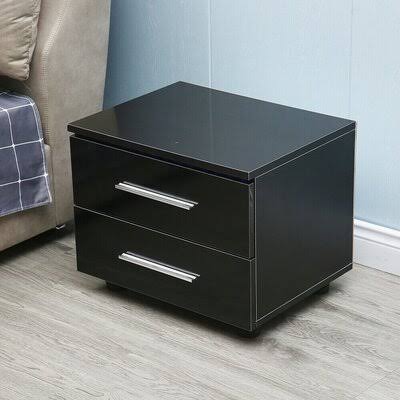 Herzig 2 - Drawer Nightstand Wade Logan Color: Black
