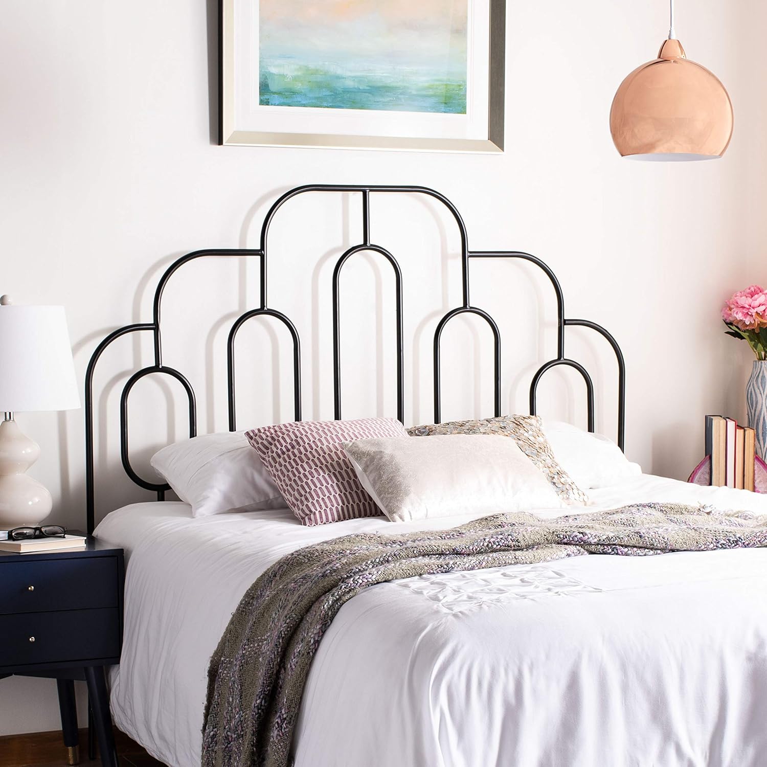Safavieh Home Paloma Retro Black Headboard, Queen