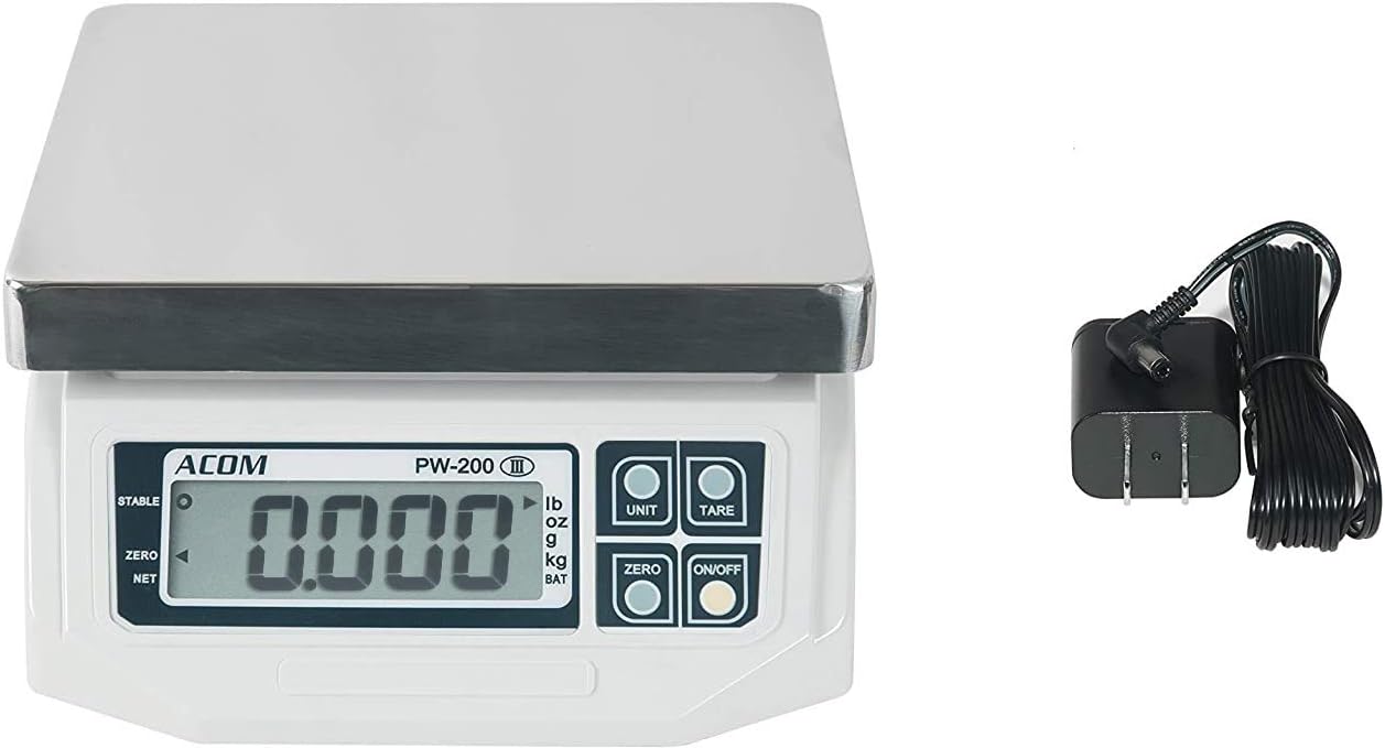 VisionTechShop ACOM PW-200 Digital Portion Control Scale, Lb/Oz/Kg/g Switchable, Low Profile Design, 6lb Capacity, 0.002lb Readability, Single Display, NTEP Legal for Trade