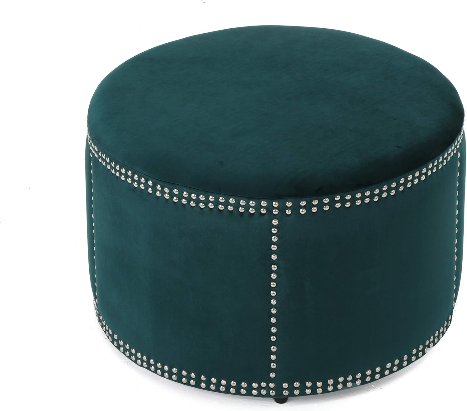 Christopher Knight Home Jaewon Studded Velvet Ottoman, Teal / Black