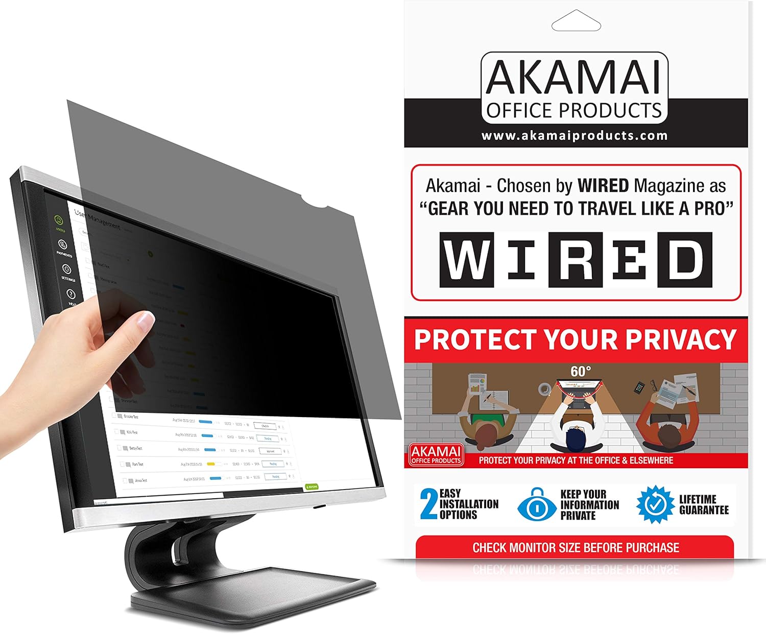 23 inch Computer Privacy Screen (16:9) - Black Security Shield - Desktop Monitor Protector - UV & Blue Light Filter by Akamai (23.0 inch Diagonally Measured, Black)