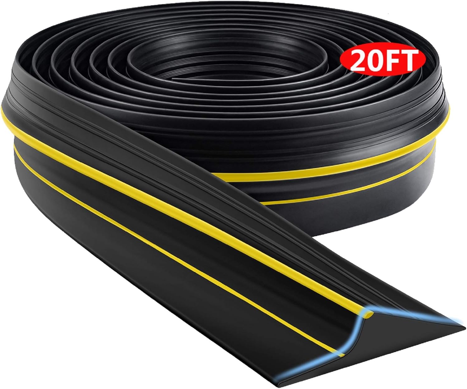 Universal Garage Door Threshold Seal Strip, Bottom Weather Stripping Replacement Rubber Waterproof 20 FT Length Pack of 2