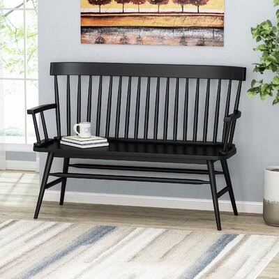 Detroit Wood Bench Winston Porter Color: Black