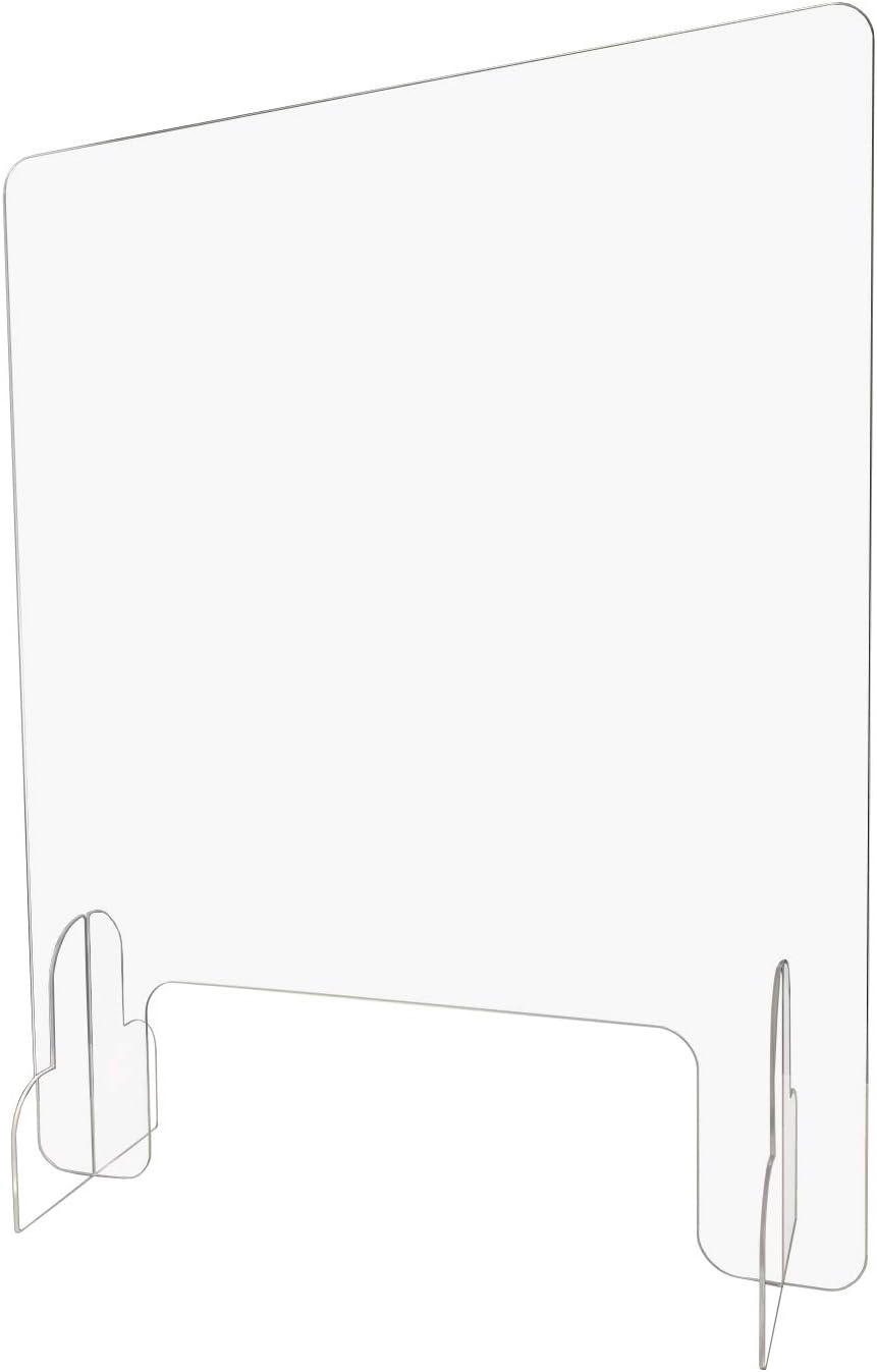 Sneeze Guard - Clear Acrylic Protective Barrier and Shield for Counter and Desk (24