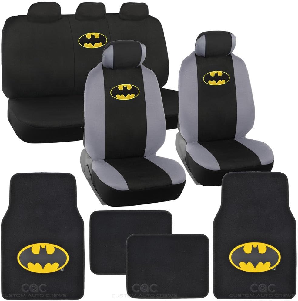 Batman Seat Cover & Floor Mat for Car - Warner Brothers Auto Accessories Pack of 2