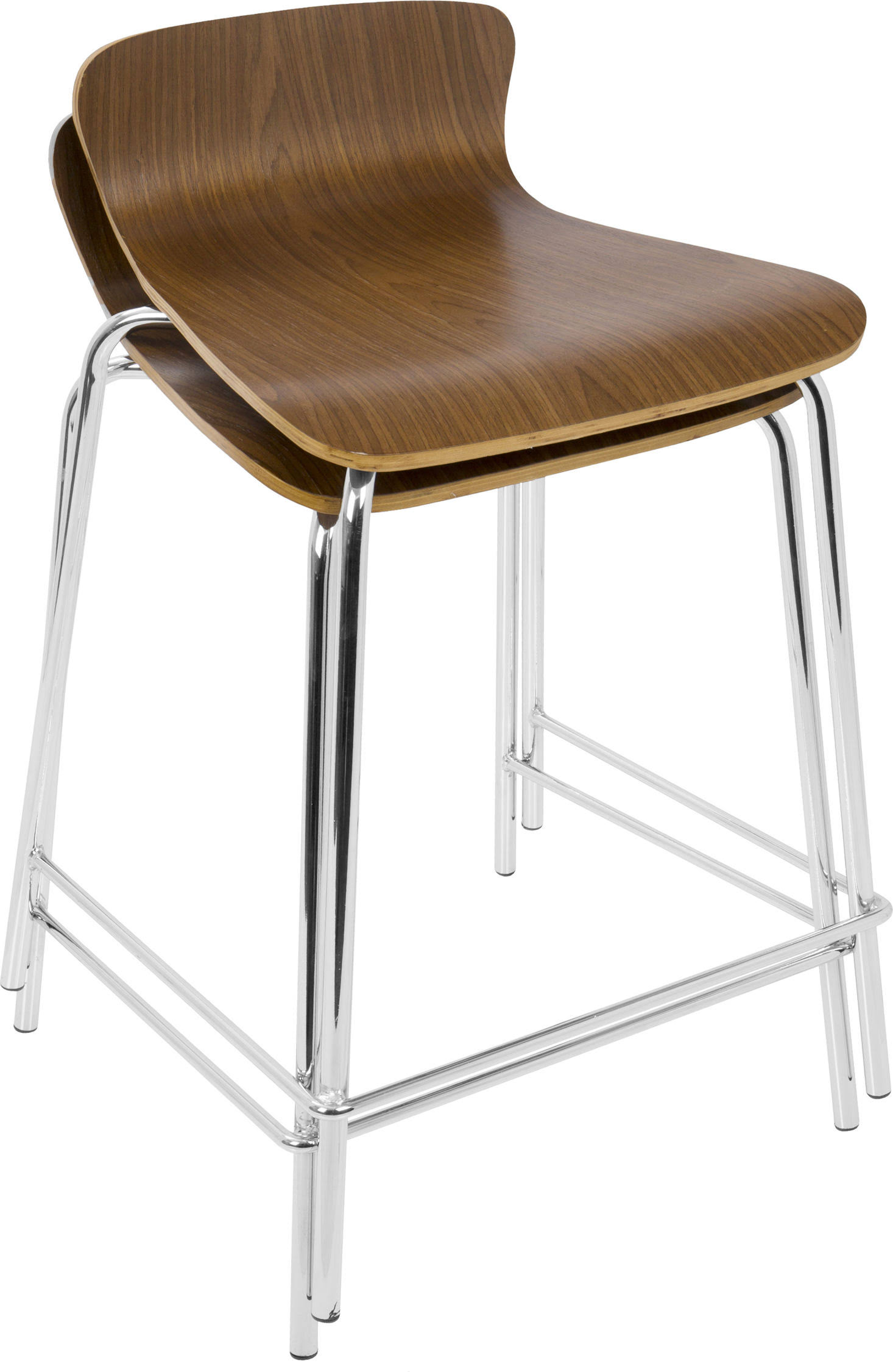 LumiSource Woodstacker Stackable Contemporary Counter Stools - Set of 2 Walnut