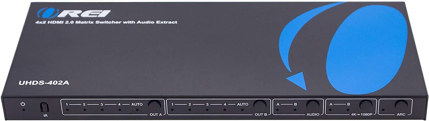 4K HDMI Matrix Switch 4 X 2 by Orei Switcher 18G UltraHD with Arc Supports Upto 4K @ 60Hz & 1080P IR Audio Extractor Arc EDID HDCP 2.- Remote Control - Full Matrix Selection Pack of 2