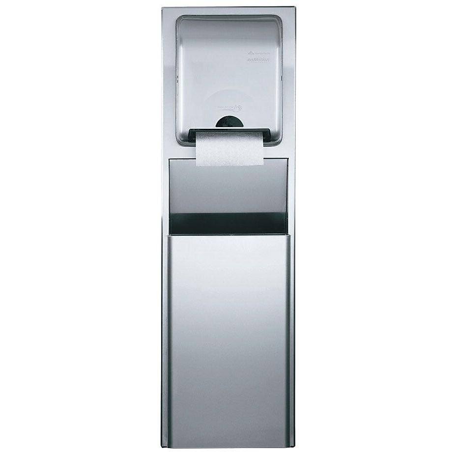 Georgia Pacific 59451 Stainless Steel Recessed Wall Mounted Trash Receptacle, Silver