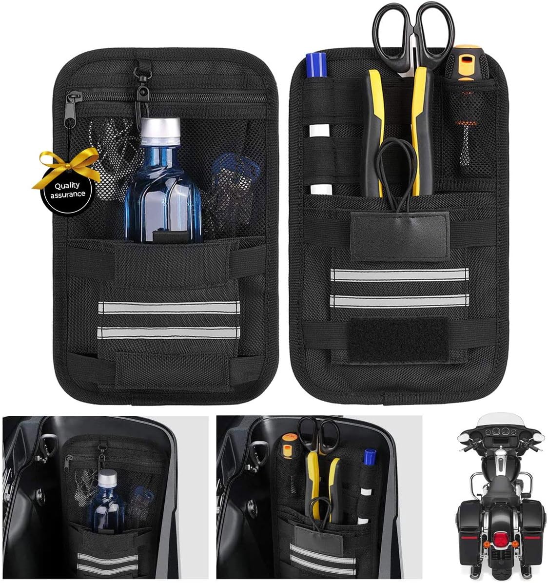 Saddlebag Organizers, 2 Pack Universal for Vehicle Motorcycle Motorbike Saddle Bag Tool Organizers
